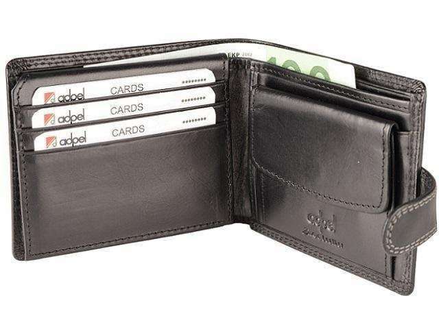 Genuine Leather Wallet with Notes, 7 Credit Cards & Coin Holder - Black