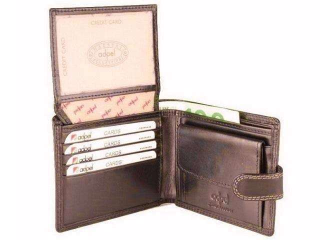 Genuine Leather Wallet with Notes - 7 Credit Cards - Coin Holder - Brown