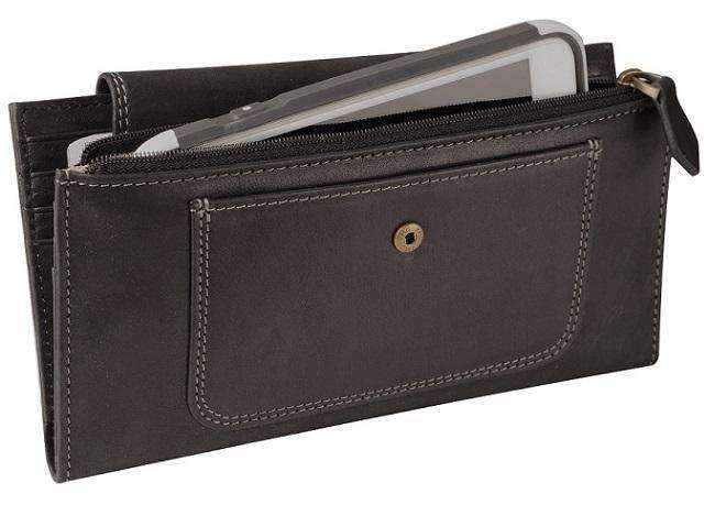 Genuine Leather Zip and Magnetic Button Closure Purse