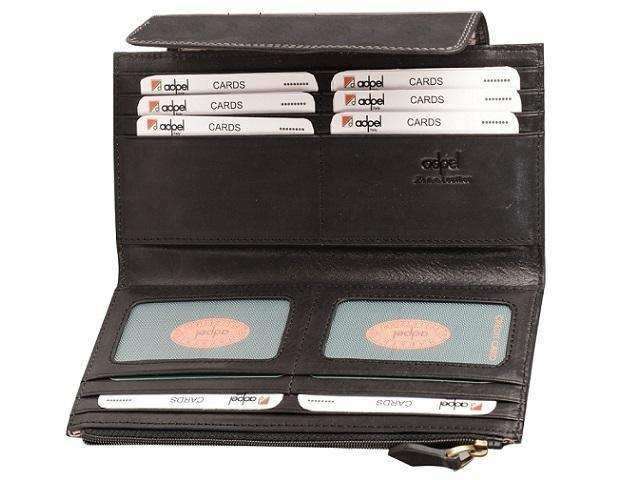 Genuine Leather Zip and Magnetic Button Closure Purse