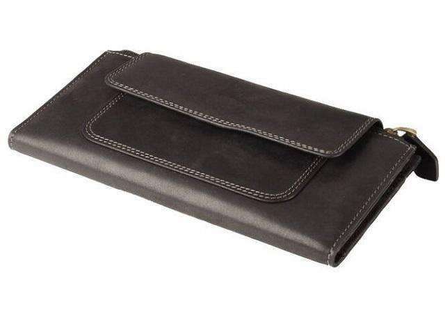 Ladies Genuine Leather Purse with Press Button Closure - Brown