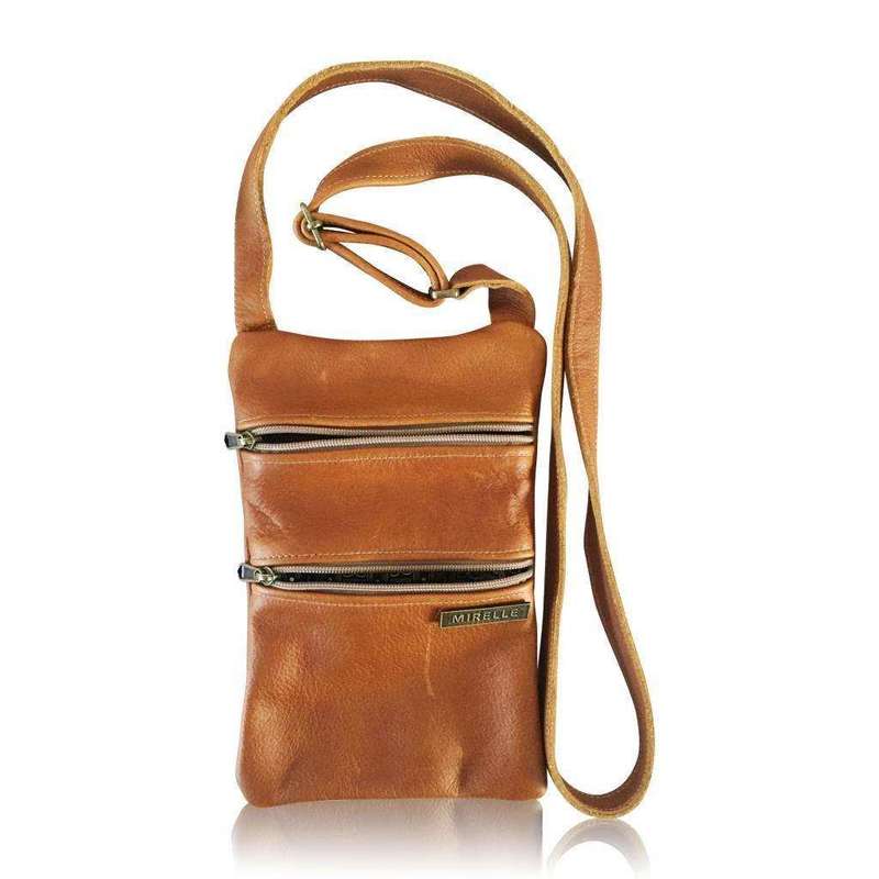 Mirelle Genuine Leather Mini 2 Pocket Crossbody Handbag