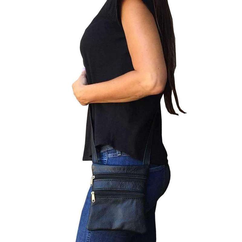 Mirelle Genuine Leather Mini 2 Pocket Crossbody Handbag