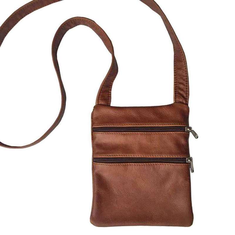 Mirelle Genuine Leather Mini 2 Pocket Crossbody Handbag
