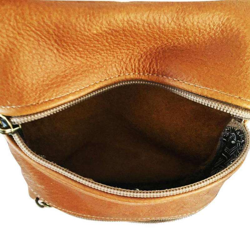 Mirelle Genuine Leather Mini 2 Pocket Crossbody Handbag