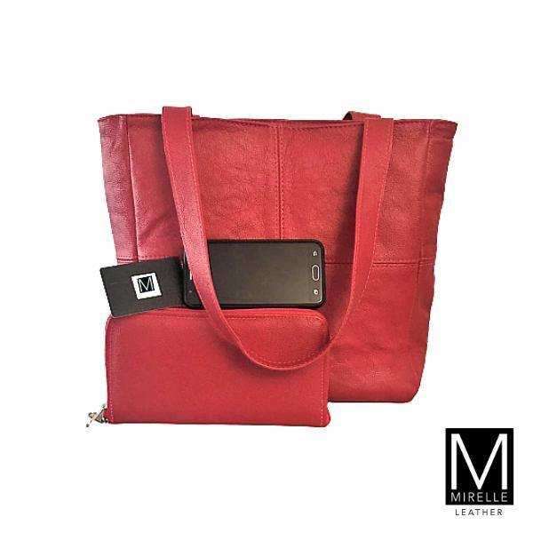 MIRELLE Leather Classic Shopper Handbag and Ladies Wallet - Combo Bundle