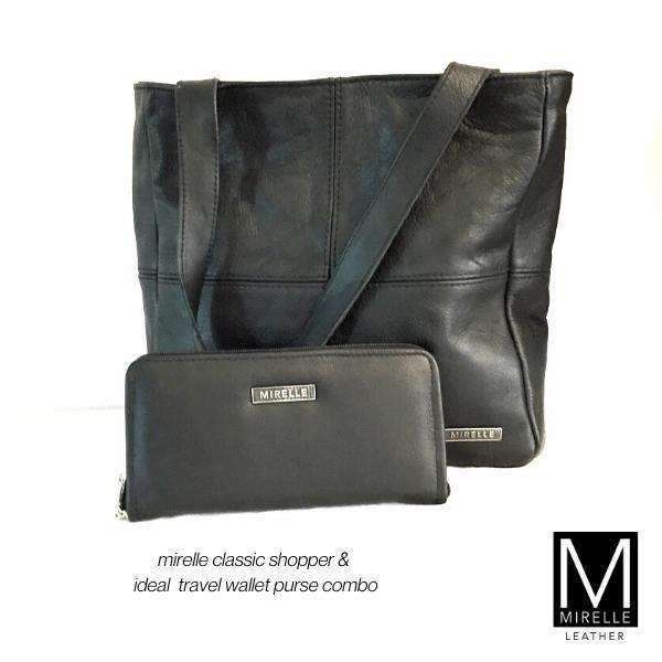 MIRELLE Leather Classic Shopper Handbag and Ladies Wallet - Combo Bundle