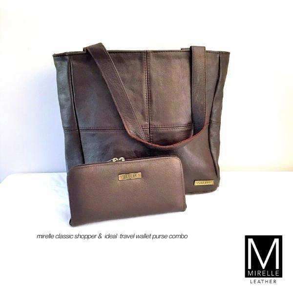 MIRELLE Leather Classic Shopper Handbag and Ladies Wallet - Combo Bundle
