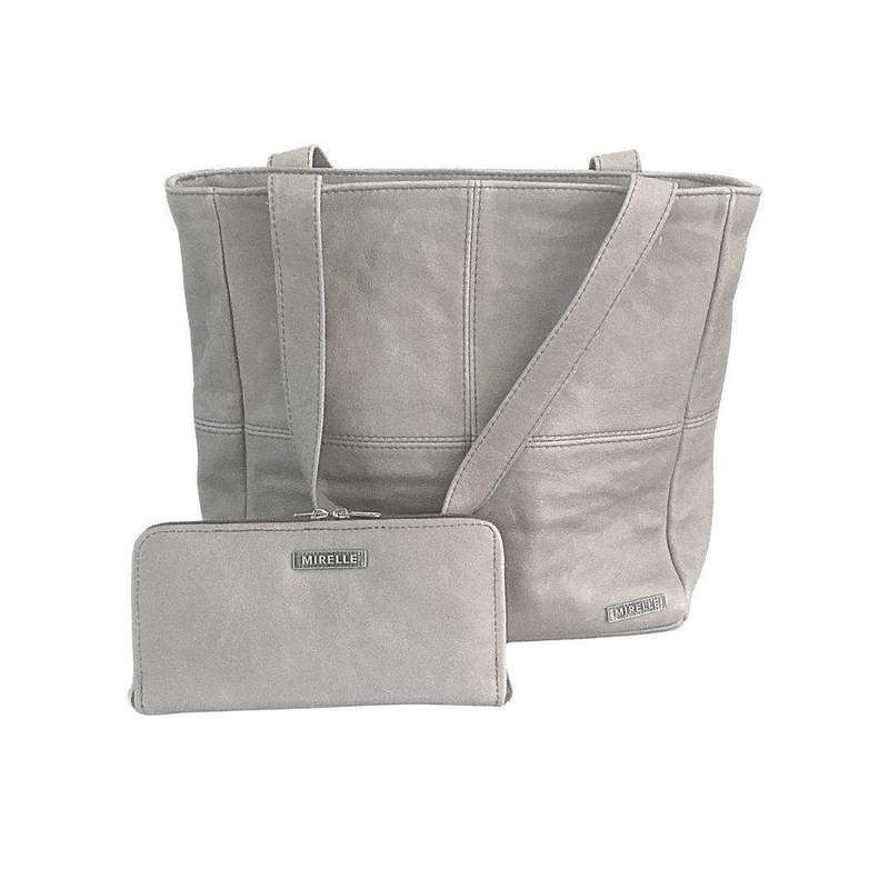 MIRELLE Leather Classic Shopper Handbag and Ladies Wallet - Combo Bundle