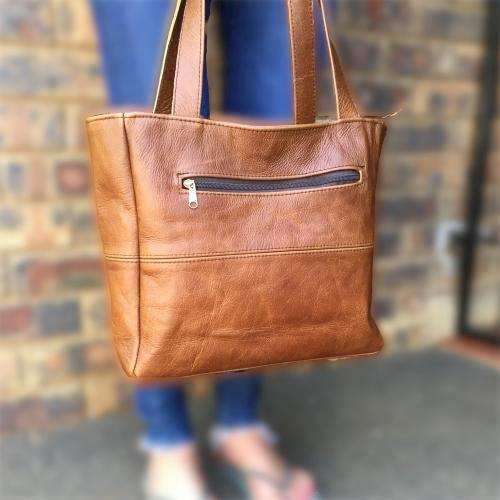 Mirelle Shopper Shoulder Handbag With Outside Zipped Pocket | Genuine Leather