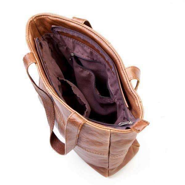 Mirelle Shopper Shoulder Handbag With Outside Zipped Pocket | Genuine Leather
