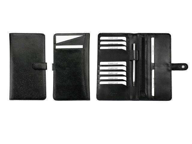 Leather Slimline Travel Wallet - Black | MIRELLE