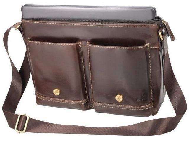 Leather Messenger Laptop Bag - Trendy - Brown | MIRELLE