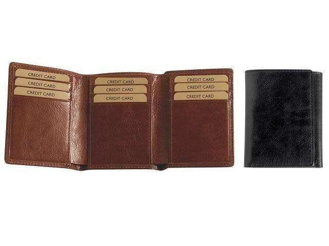 Tri Fold Card Holder with Bank Note Section - Genuine Leather
