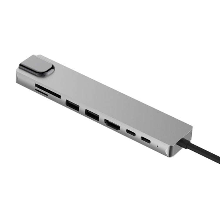 Aluminum Alloy 8 in 1 Multi HD USB 3.0 USB-C Hub Adapter Charging SD PD and TF RJ45 Card Reader A...
