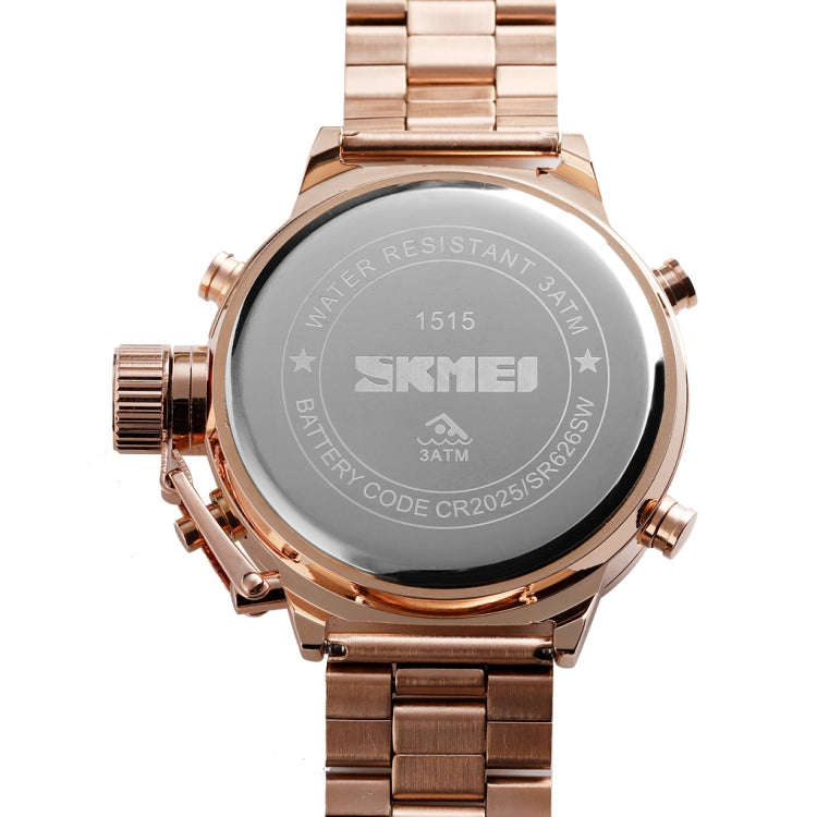 SKMEI 1515 Men Fashion Hip Hop Style Dual Display Electronic Watch Stainless Steel Watch(Silvery)