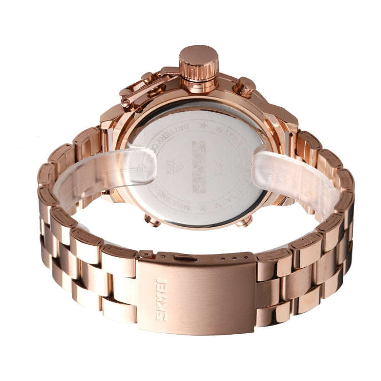 SKMEI 1515 Men Fashion Hip Hop Style Dual Display Electronic Watch Stainless Steel Watch(Silvery)