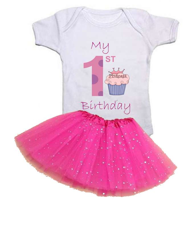 My First Birthday Cupcake  Baby grow and Tutu Combo