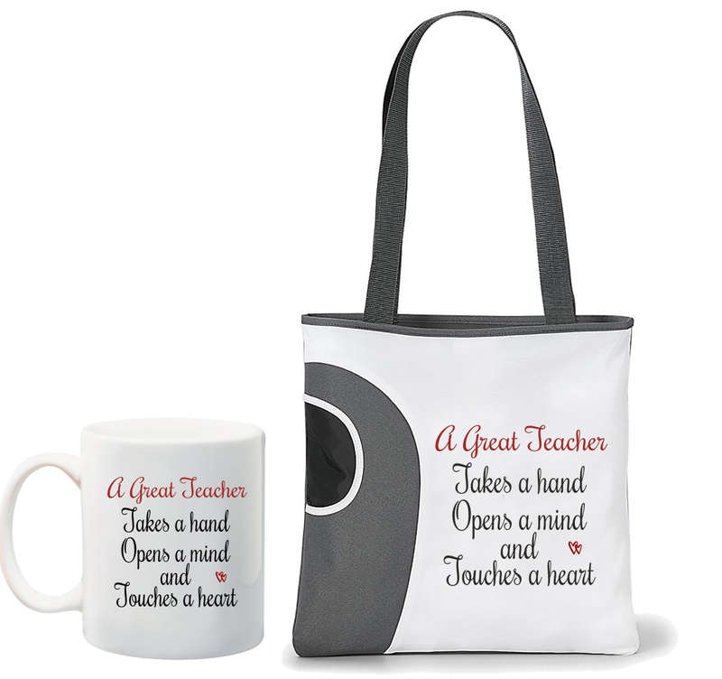 A great teacher tote bag and mug combo