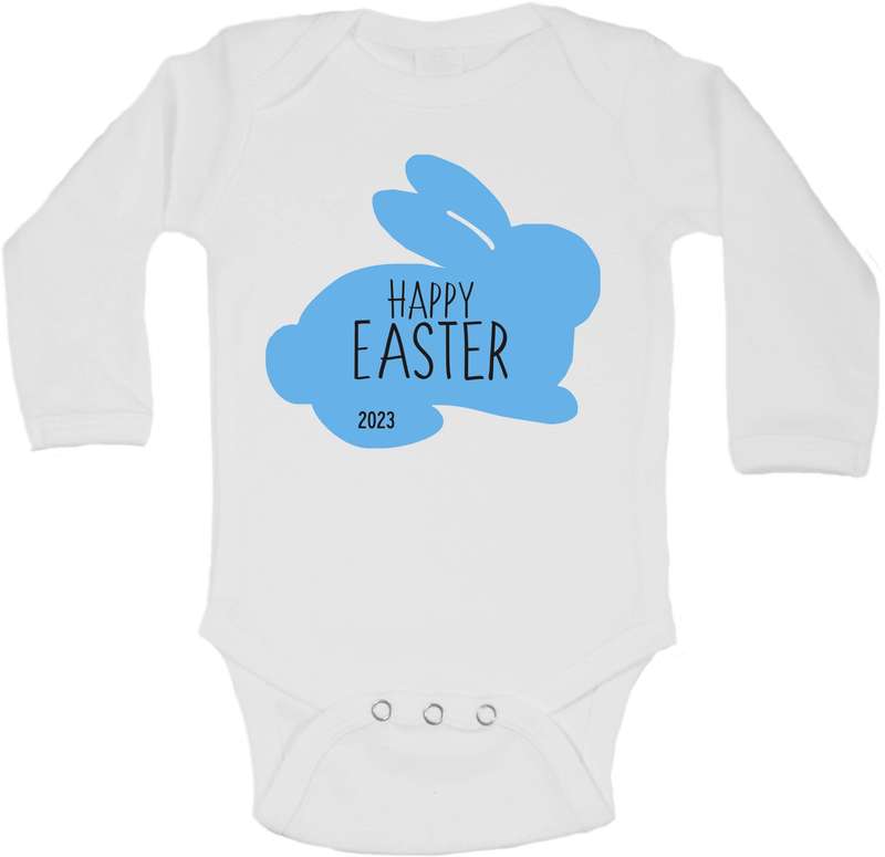 Happy Easter Blue bunny baby grow