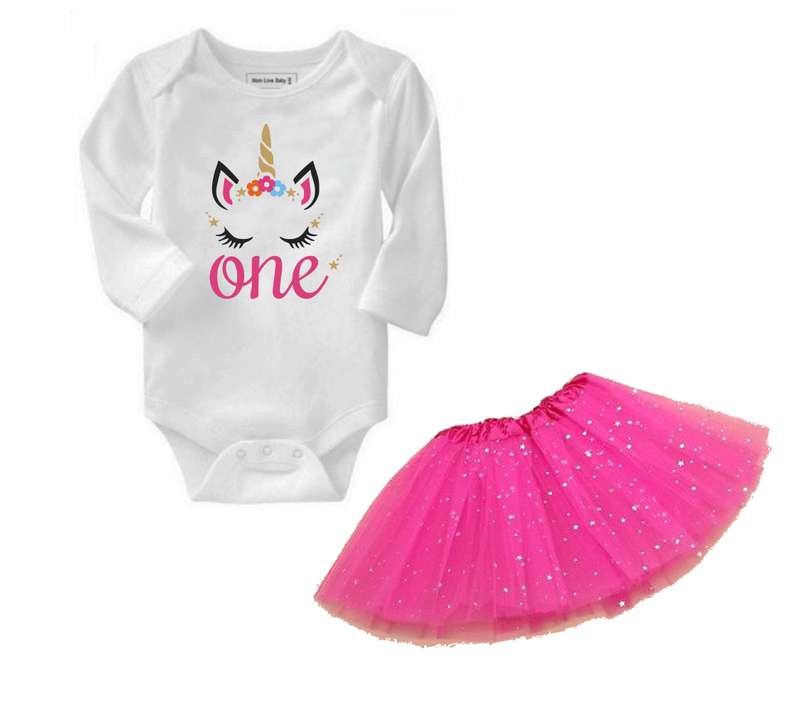 My First Birthday Unicorn Baby grow and Tutu combo