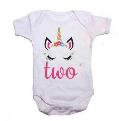Unicorn Birthday  Two Babygrow