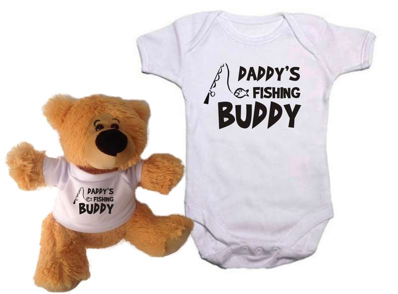 Daddy's Fishing Buddy Baby grow and teddy combo