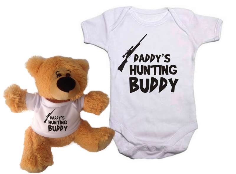 Daddy's Hunting Buddy Baby grow and teddy combo