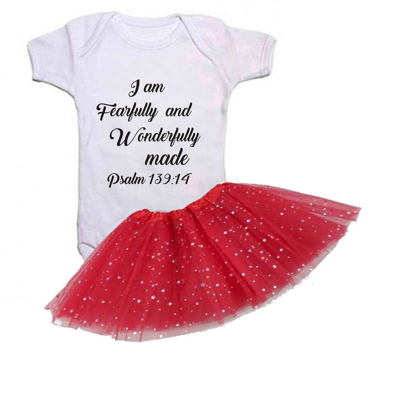 Fearfully and wonderfully made Baby grow and Tutu Combo
