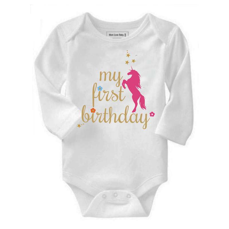 My First Birthday Unicorn Silhouette Baby grow