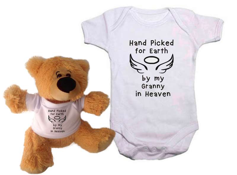 Handpicked by Granny / Grandad Baby grow and teddy combo