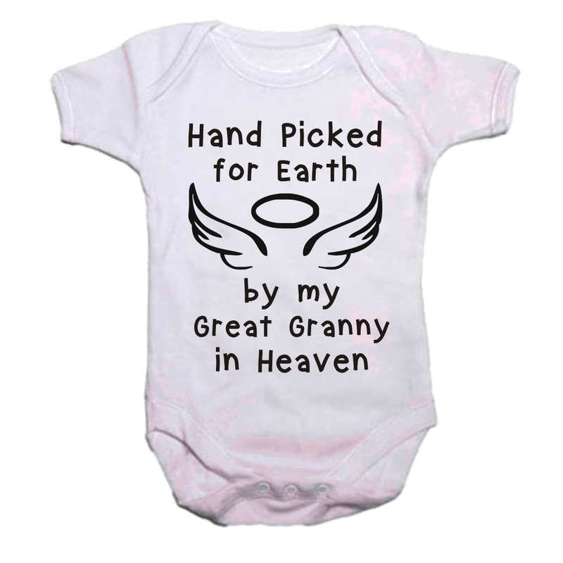 Hand picked for earth by my Great Granny in heaven baby grow