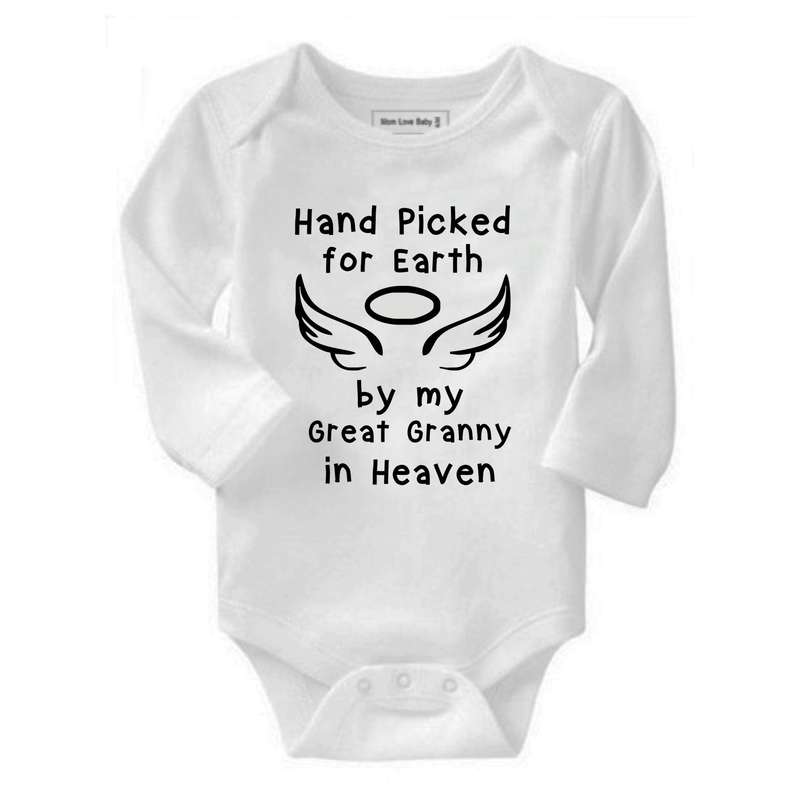 Hand picked for earth by my Great Granny in heaven baby grow