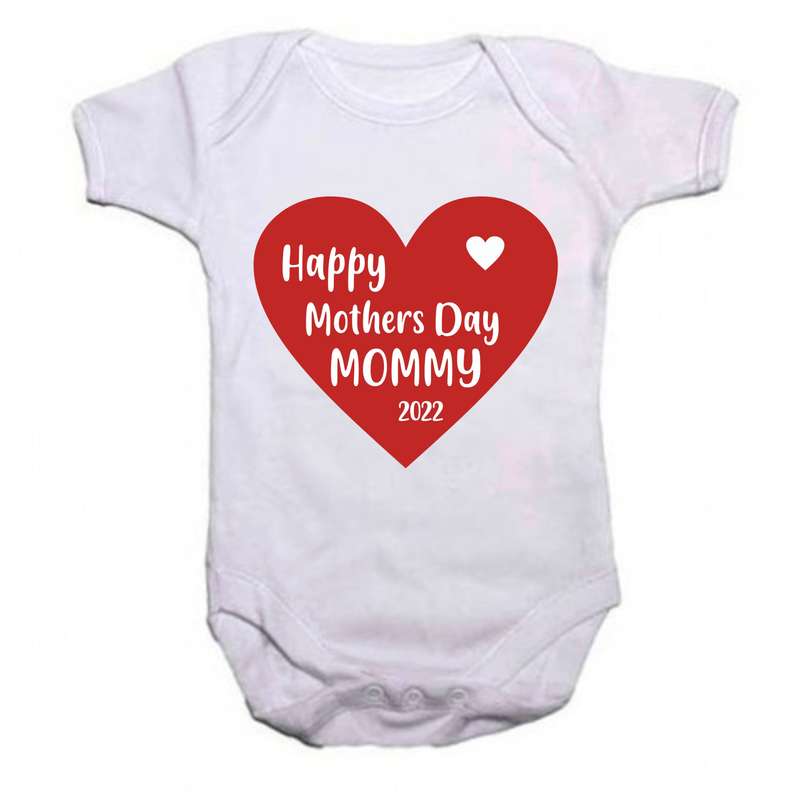 Happy Mothersday Mommy Red Heart baby grow