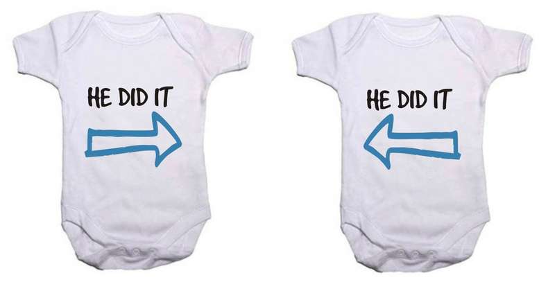 He did it / She did it - Fraternal/ boys/ girls -  baby grow