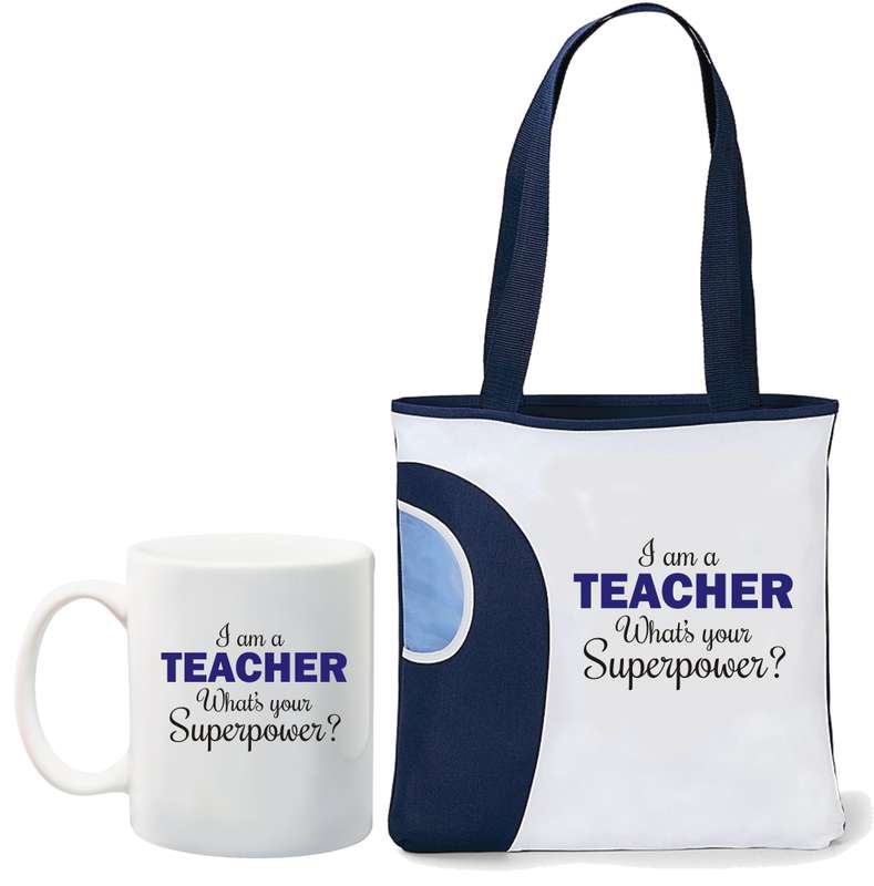 I am a teacher, what's your superpower tote bag and mug combo