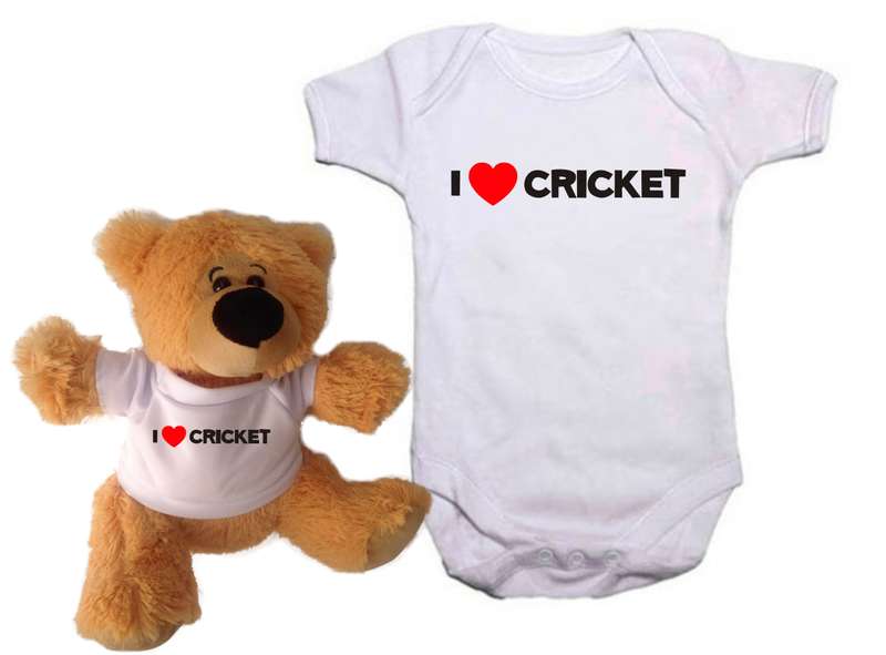 I love Cricket Baby grow and teddy combo