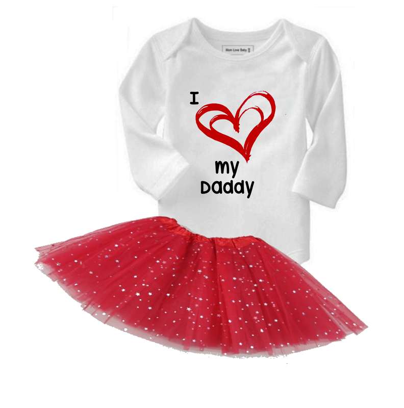 I love my Daddy - Red Heart -  Baby grow and Tutu Combo