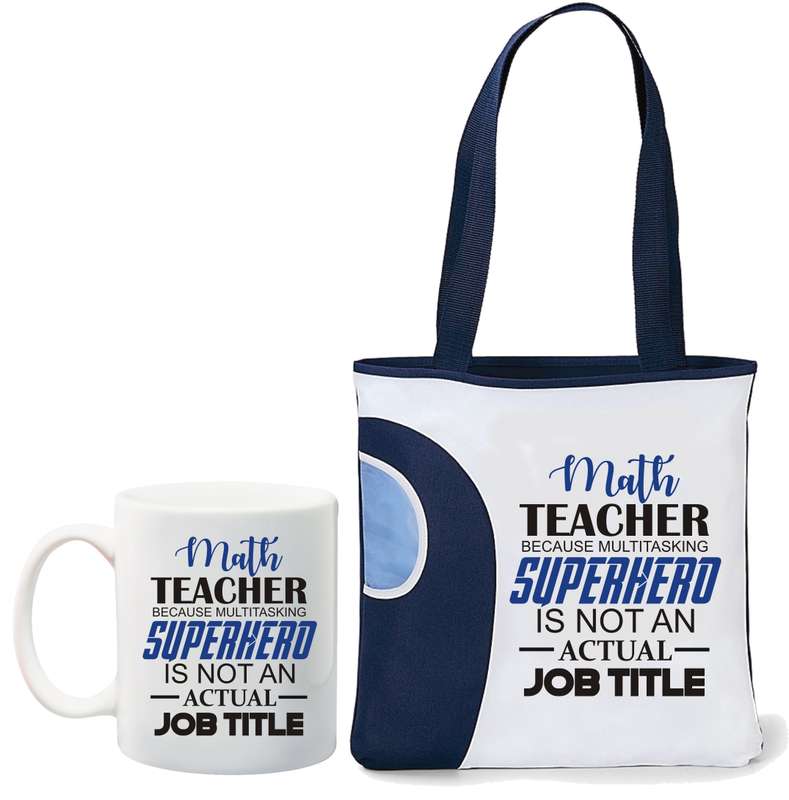 Math teacher tote bag and mug combo