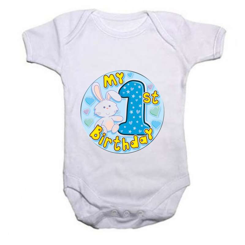 Birthday Bunny Boy baby grow