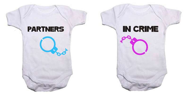 Partners in crime - Fraternal/ boys/ girls -  baby grow