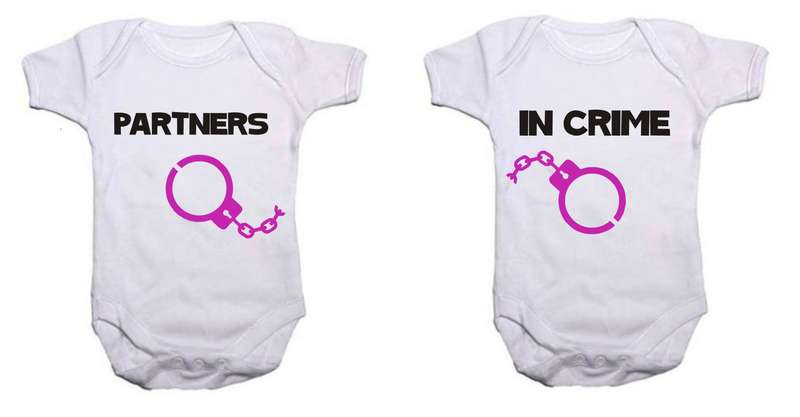 Partners in crime -  boys  /  girls -  baby grow
