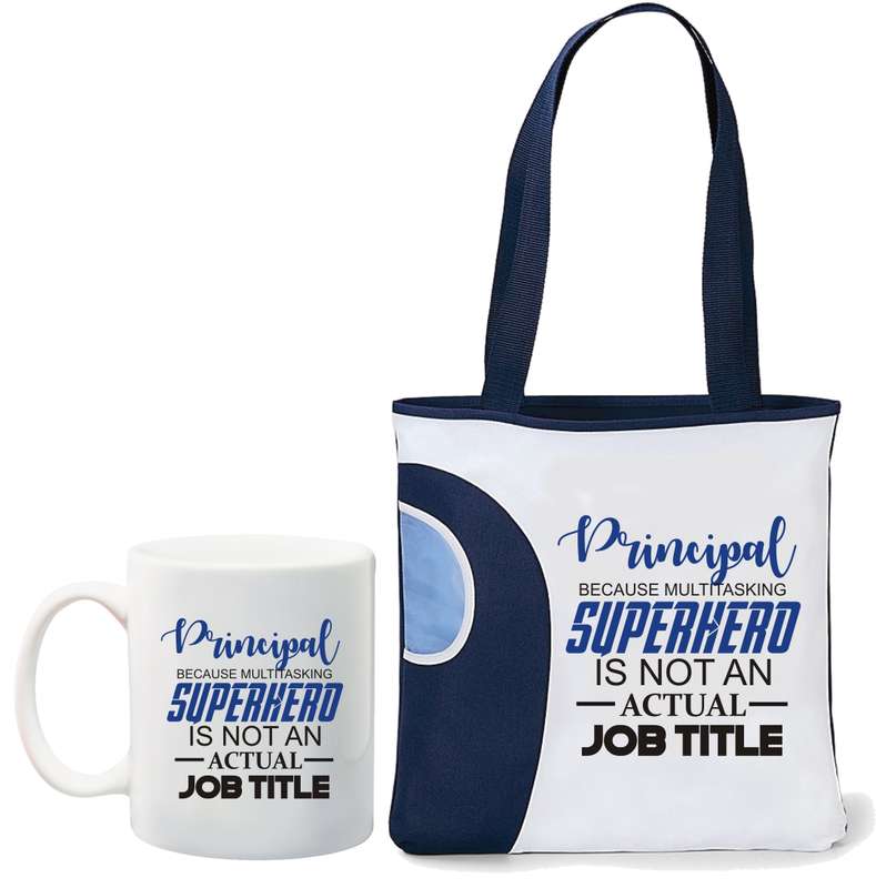 Principal tote bag and mug combo