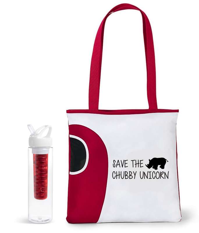 Save the Chubby Unicorn tote bag & infuser bottle combo
