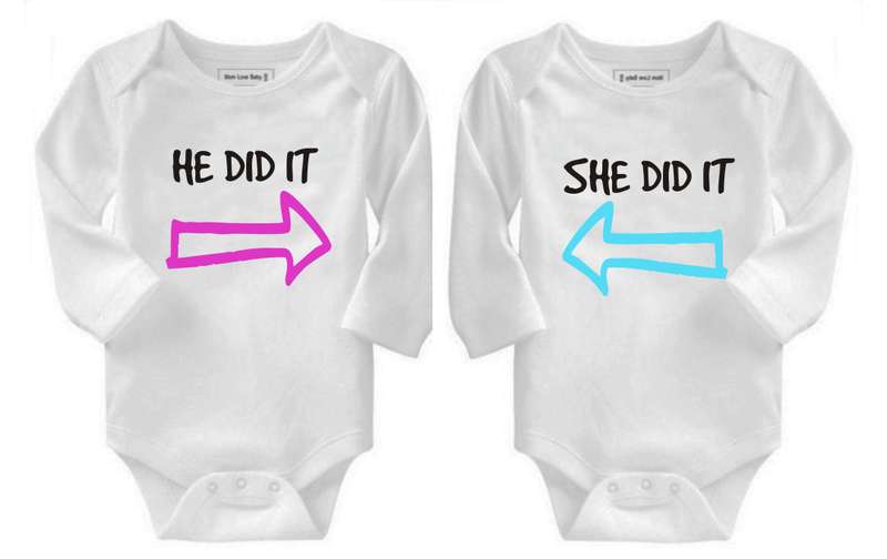 He did it / She did it - Fraternal/ boys/ girls -  baby grow