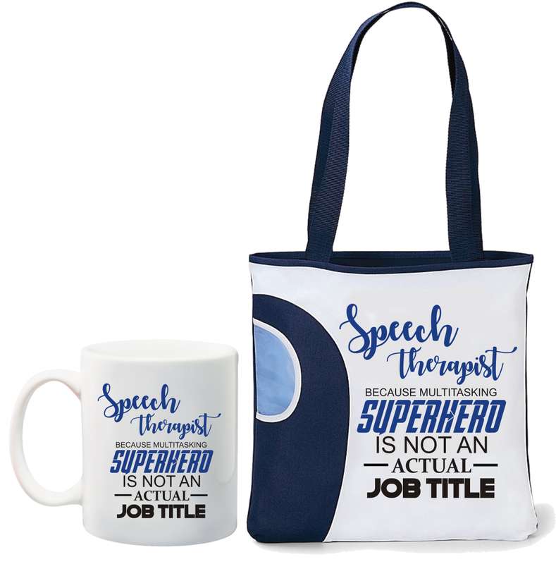 Speech Therapist tote bag and mug combo
