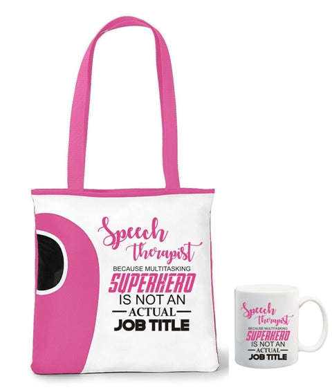 Speech Therapist tote bag and mug combo