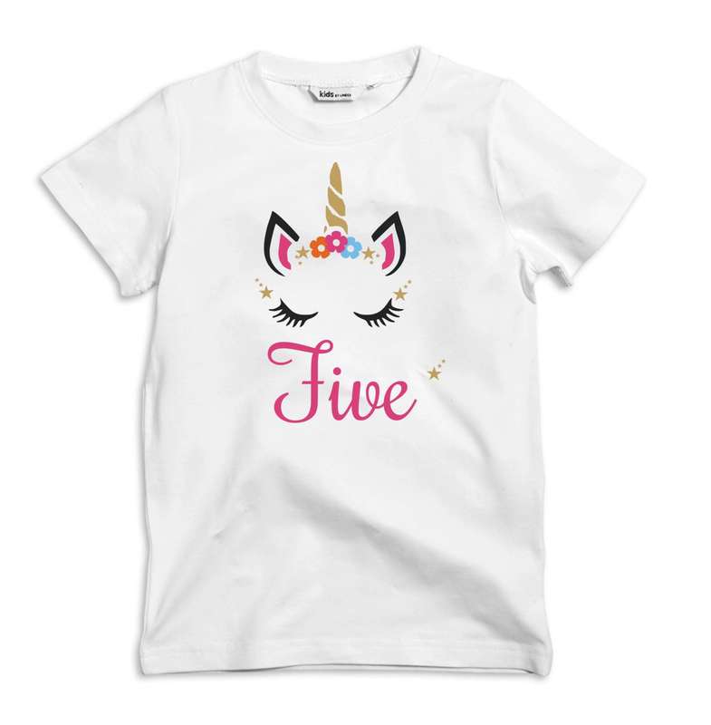 Unicorn Birthday Five Kids tees