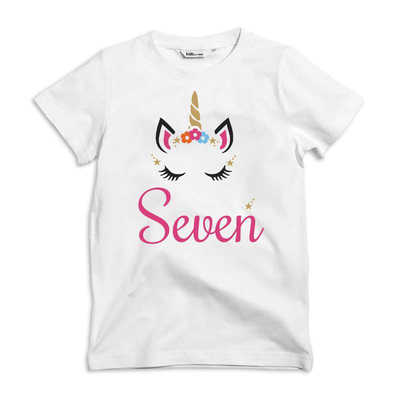 Unicorn Birthday Seven Kids tees