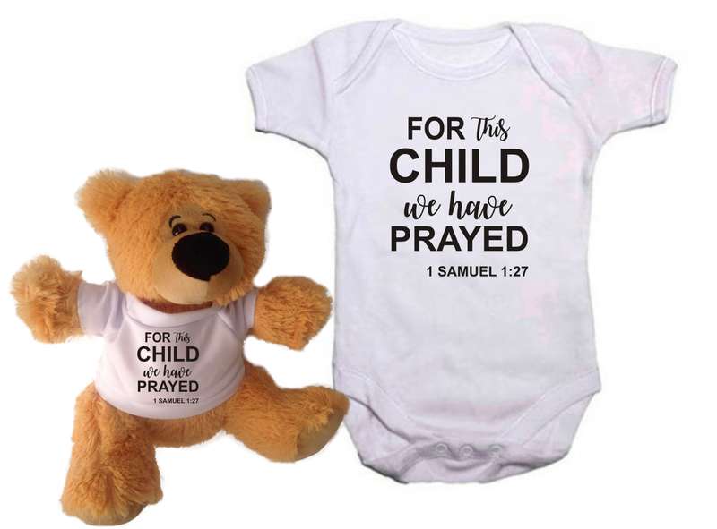 For this Child we have Prayed Baby grow and teddy combo